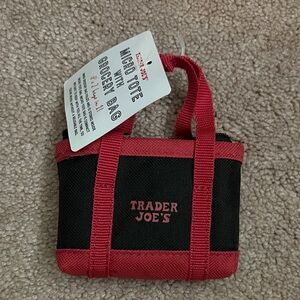 Trader Joe's Black and Pink Mini Tote Bag